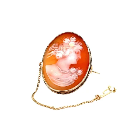 Vintage 14K Gold Brooch with Cameo