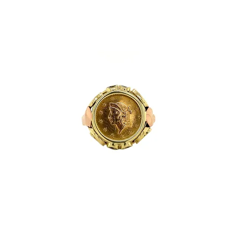 Vintage 14K Gold Ring with Coin
