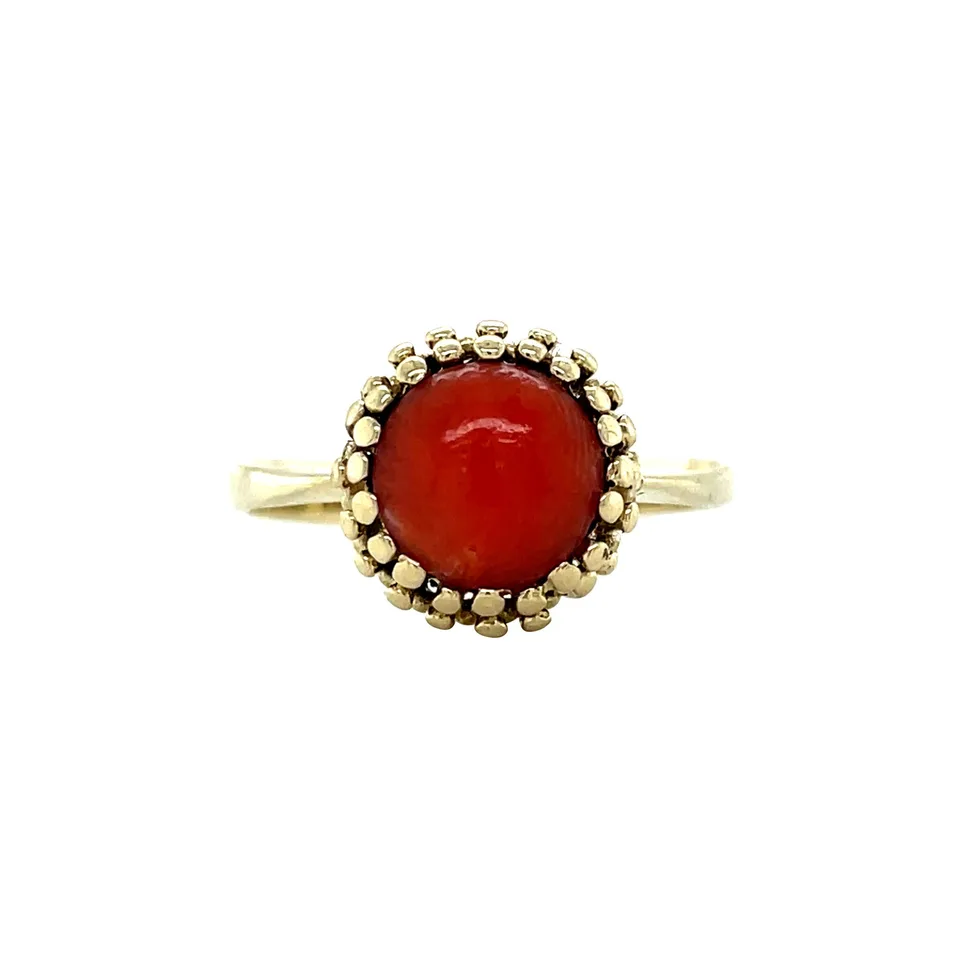 Vintage 14K Gold Ring with Red Coral