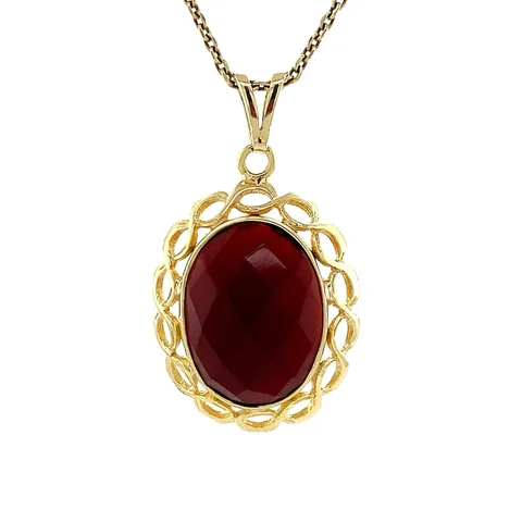 Vintage 14K Gold Pendant with Carnelian