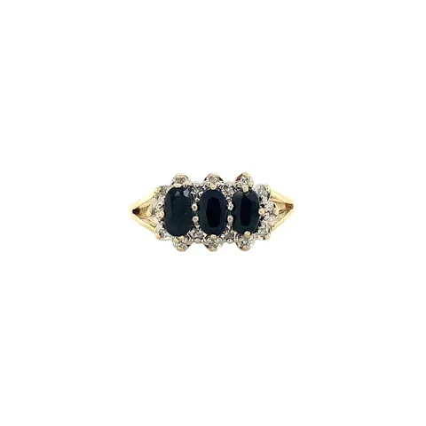 Vintage 9K Gold Ring with Sapphire and Diamond