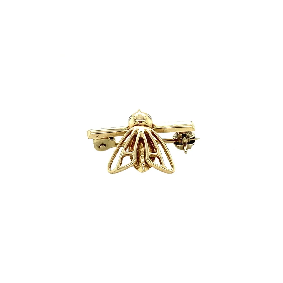 Vintage 14K Gold Brooch with Diamond