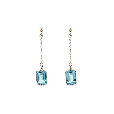 Vintage Sterling Silver Stud Earrings with Blue Topaz