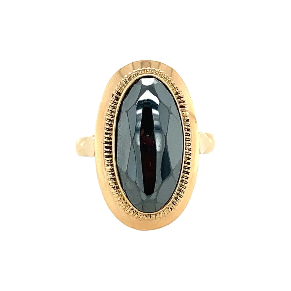 Vintage 14K Gold Ring with Hematite