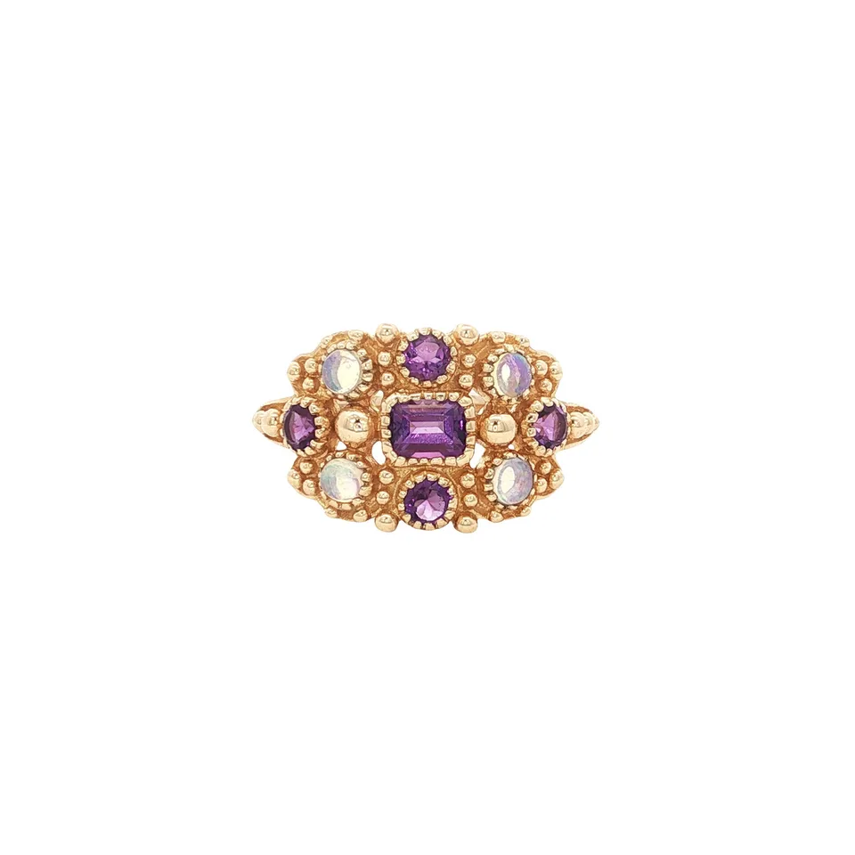 Vintage 14K Gold Ring with Amethyst and Opal