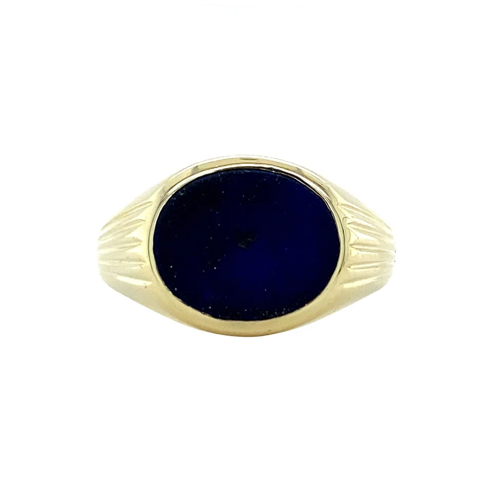 Vintage 14K Gold Signet Ring with Lapis Lazuli