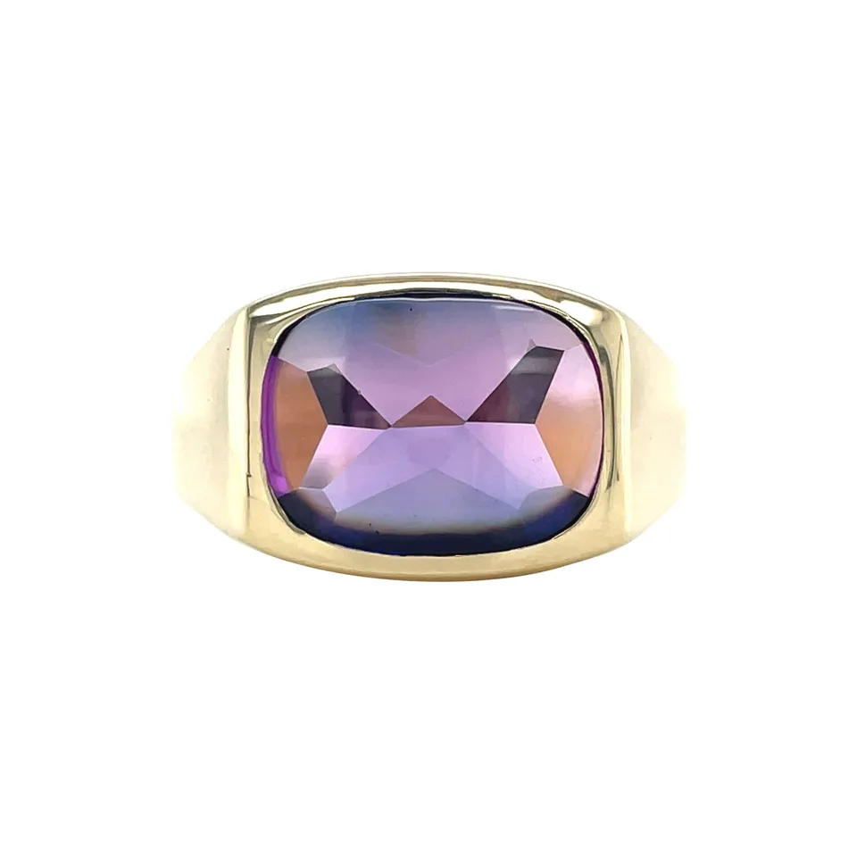 Vintage 14K Gold Signet Ring with Sapphire