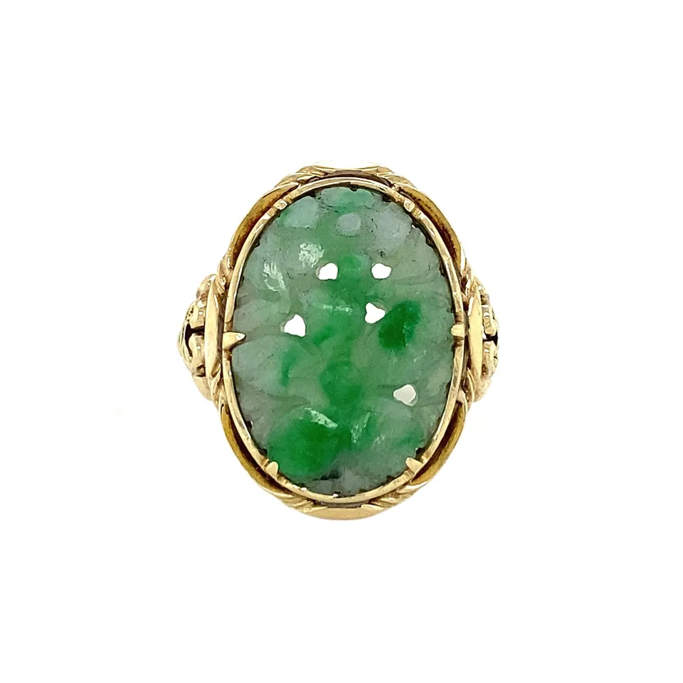 Vintage 14K Gold Ring with Jade