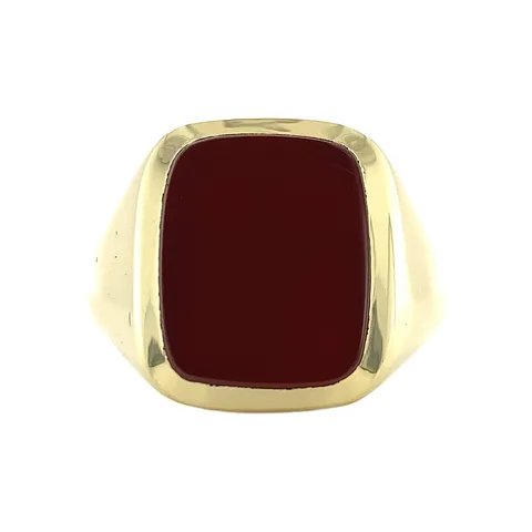 Vintage 14K Gold Signet Ring with Layered Stone Carnelian