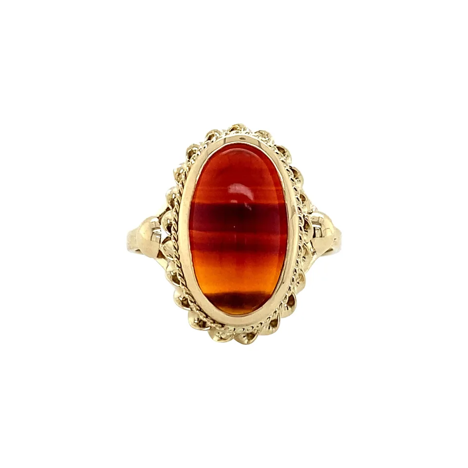 Vintage 14K Gold Ring with Banded Agate