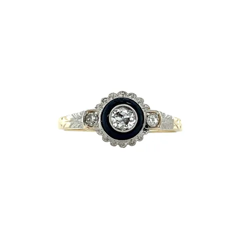 Vintage Cluster 12K Gold Ring with Sapphire and Diamond