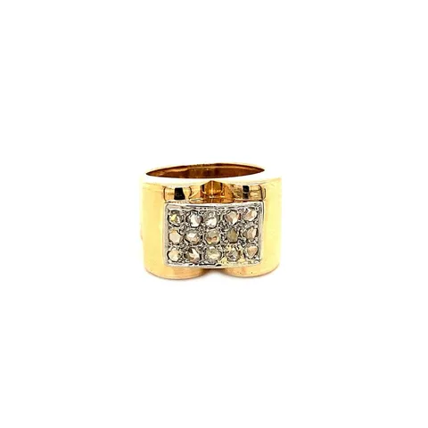 Vintage 18K Gold Art Deco Ring with Rose Cut Diamond