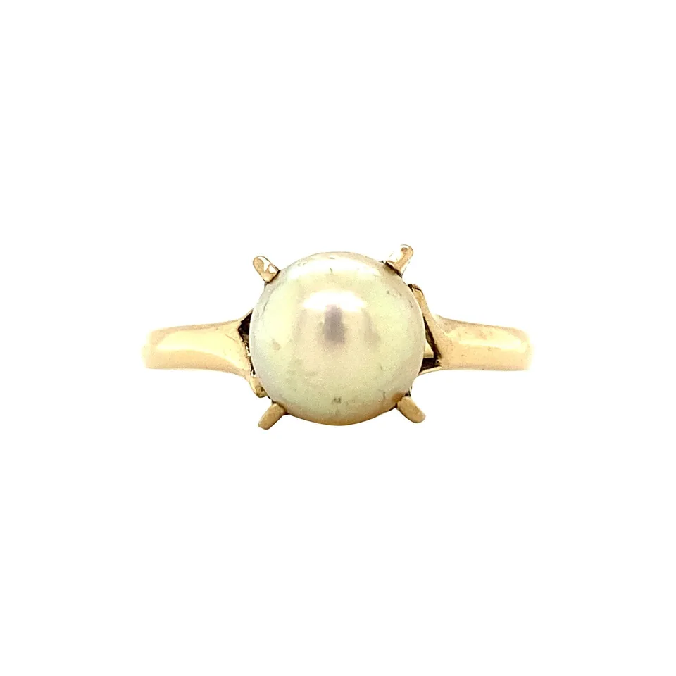 Vintage 18K Gold Ring with Pearl