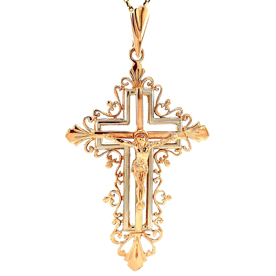Vintage 14K Rose Gold Cross Pendant