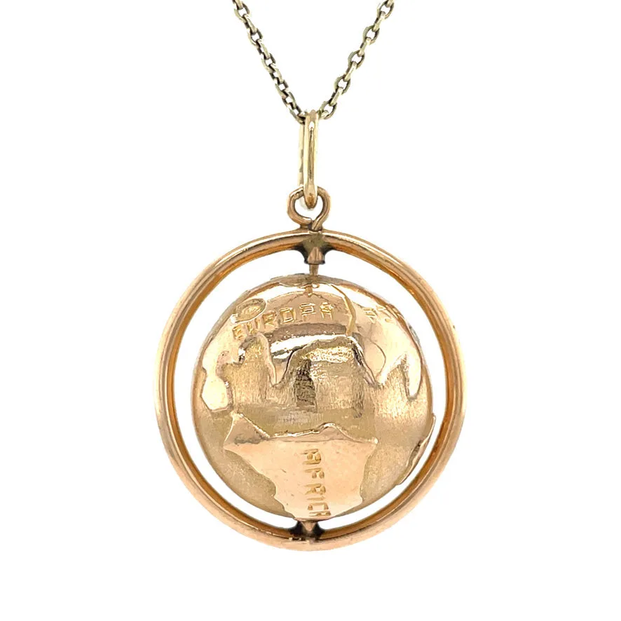Vintage 14K Gold Globe Pendant