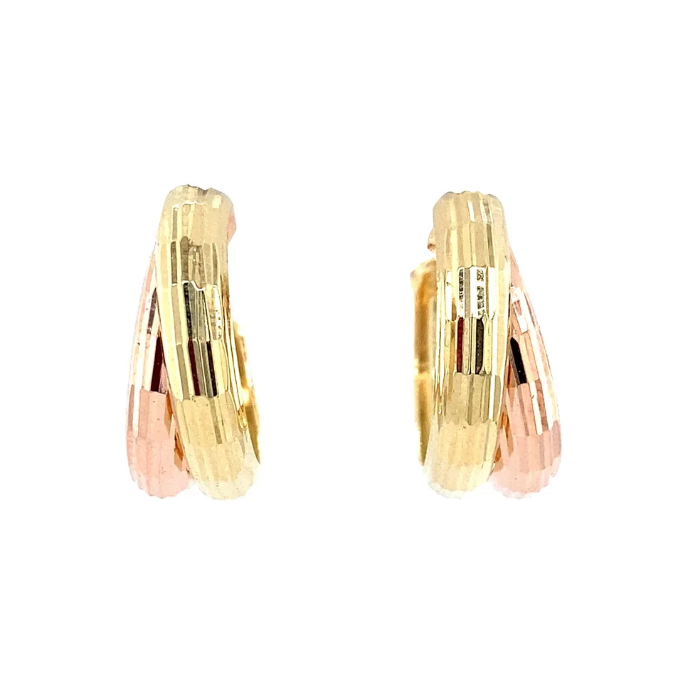 Vintage 14K Two Tone Gold Hoop Earrings