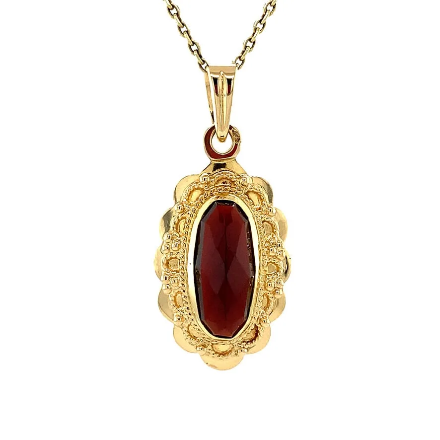 Vintage 14K Gold Pendant with Garnet