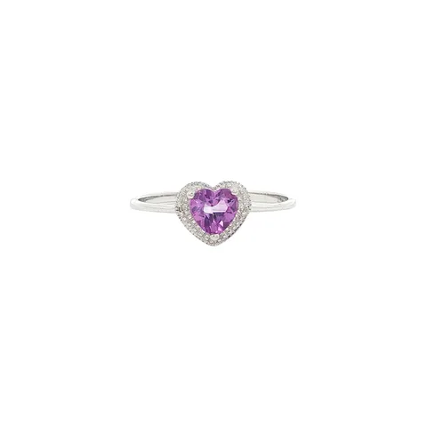 Vintage 9K Gold Ring with Amethyst and Diamond