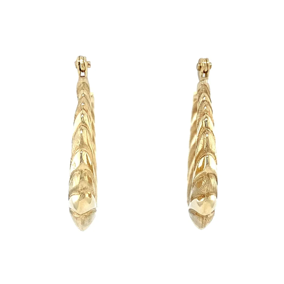 Vintage 14K Gold Fancy Hoop Earrings