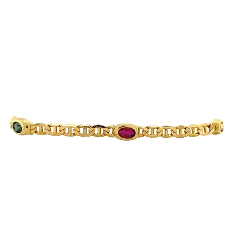 Vintage 14K Gold Bracelet with Colored Stones 19.5 cm