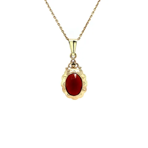 Vintage 14K Gold Pendant with Carnelian