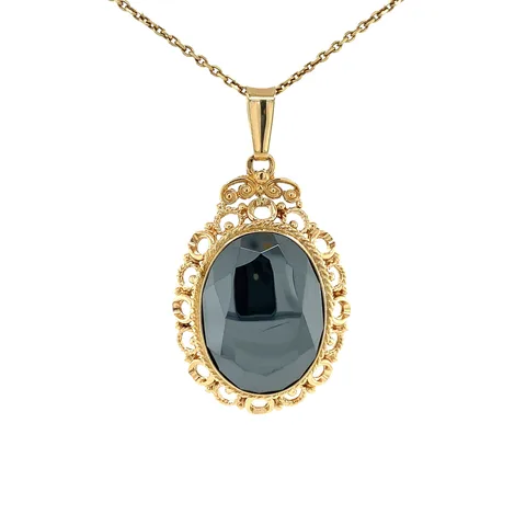 Vintage 14K Gold Pendant with Hematite