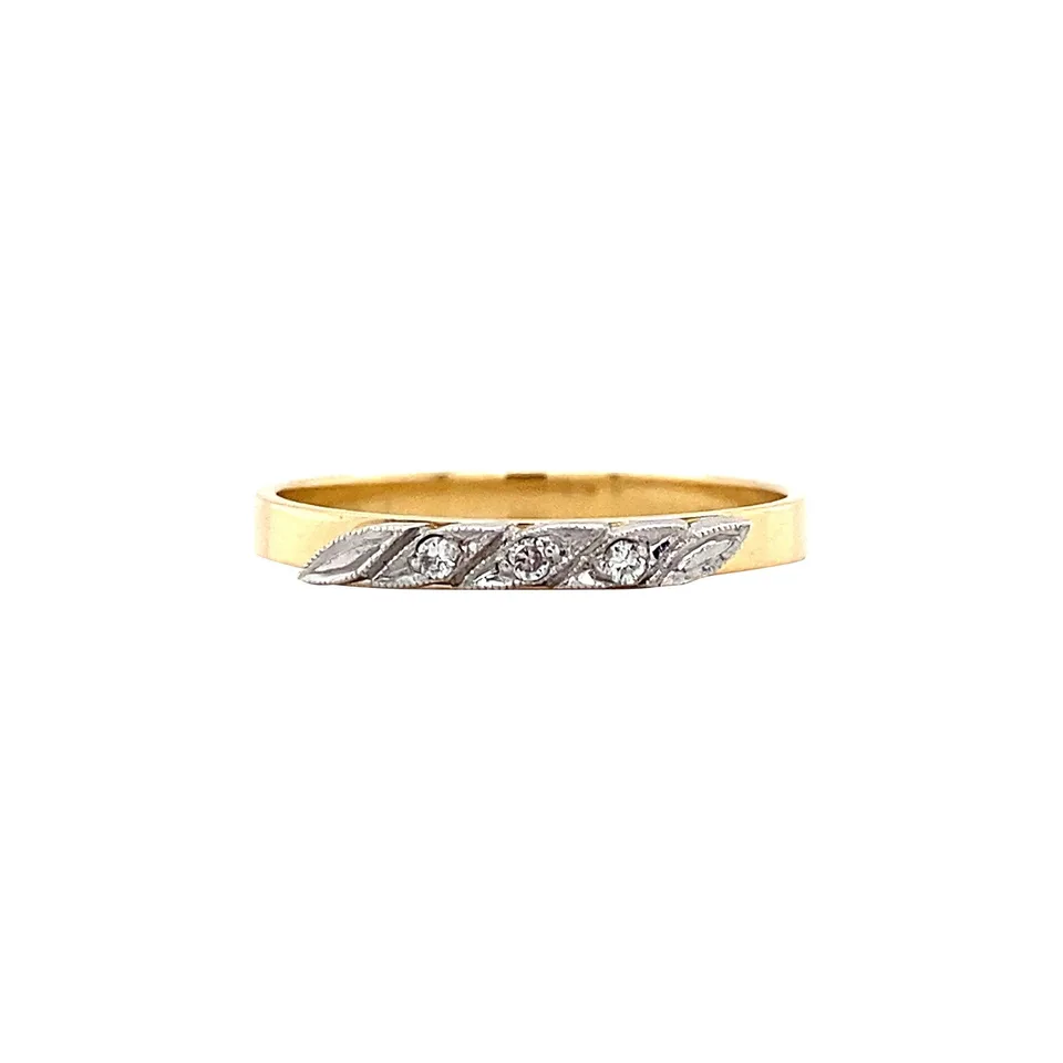 Vintage 9K Gold Half Eternity Ring with Diamond