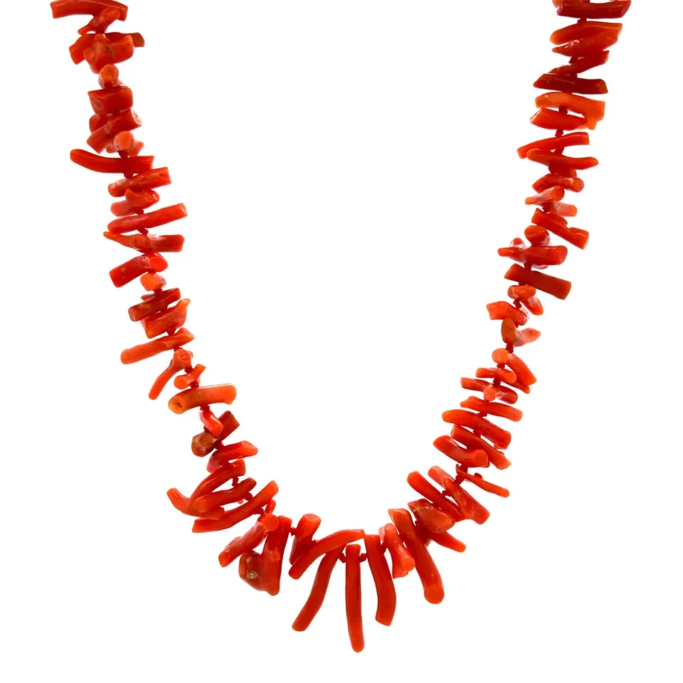 Vintage Red Coral Necklace with 14K Gold Clasp