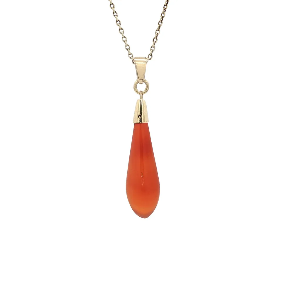 Vintage 14K Gold Pendant with Banded Agate
