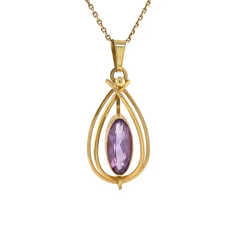 Vintage 8K Gold Pendant with Amethyst