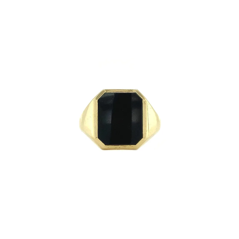 Vintage 14K Gold Signet Ring with Onyx