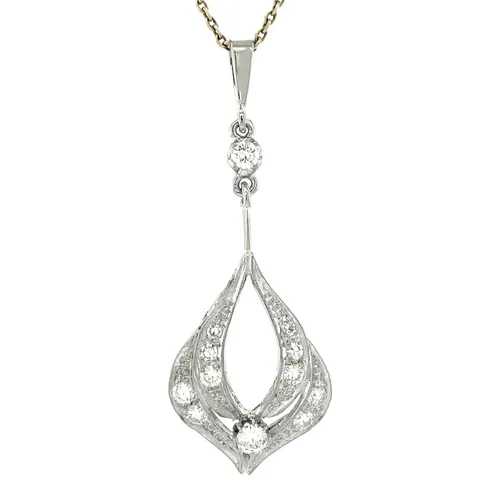 Vintage 14K White Gold Pendant with Diamond