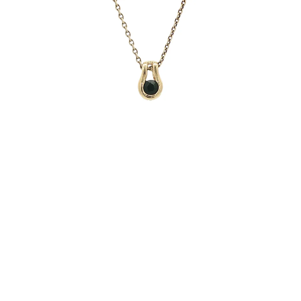 Vintage 14K Gold Pendant with Sapphire and Diamond