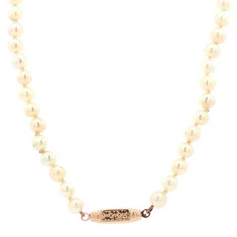 Vintage Pearl Necklace with 14K Gold Clasp