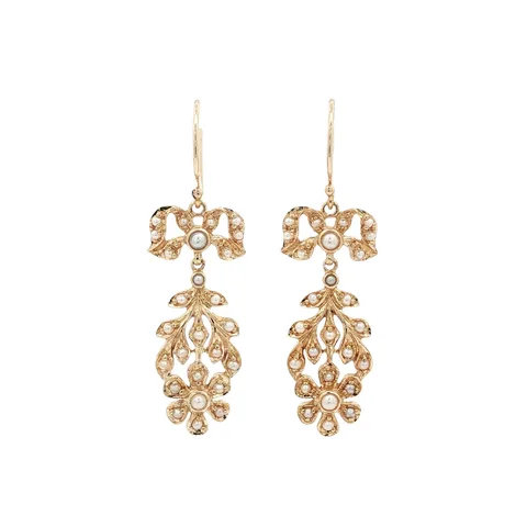Vintage 14K Gold Earrings with Pearl