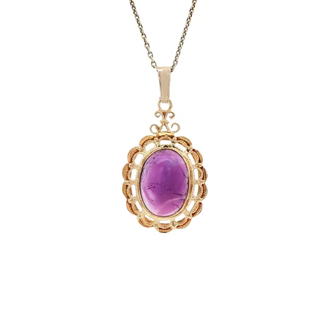 Vintage 14K Gold Pendant with Amethyst