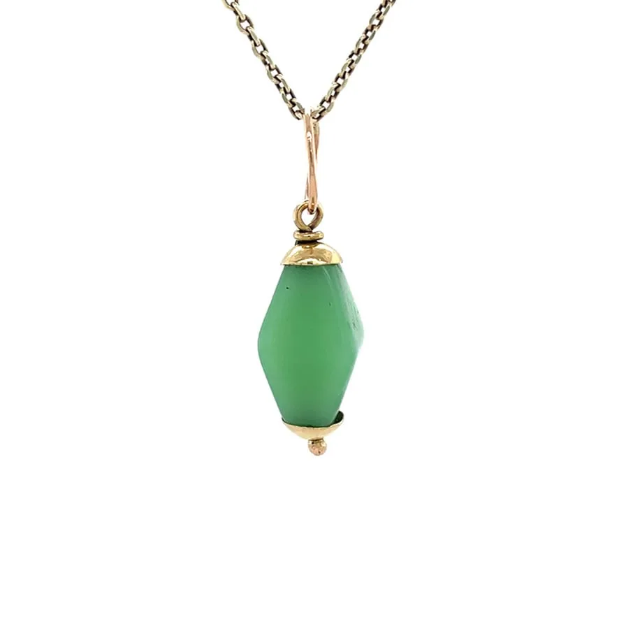 Vintage 14K Gold Pendant with Green Opal