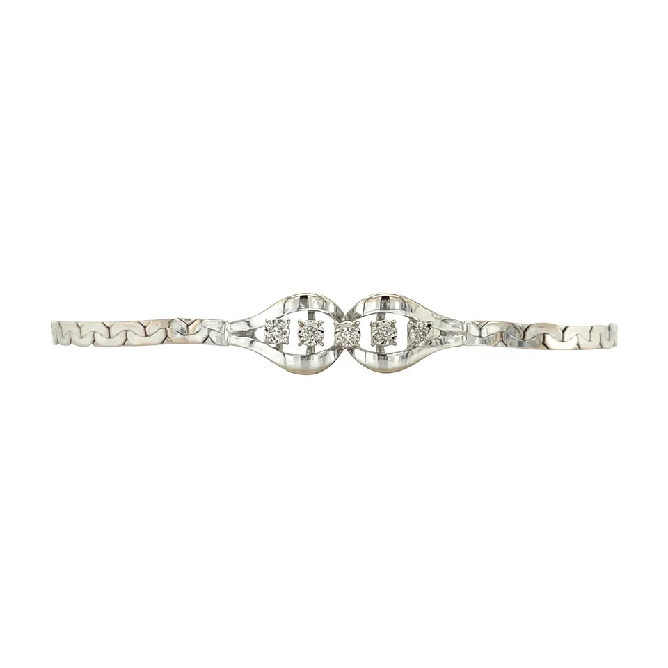 Vintage 14K White Gold Bracelet with Diamond