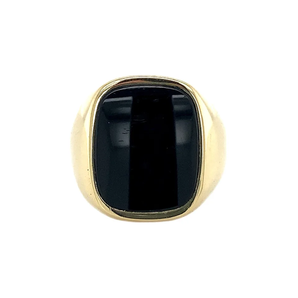 Vintage 14K Gold Signet Ring with Onyx