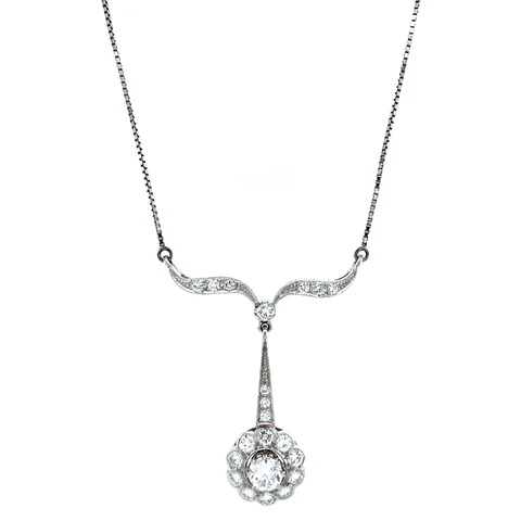 Vintage 14K White Gold Necklace with Diamond