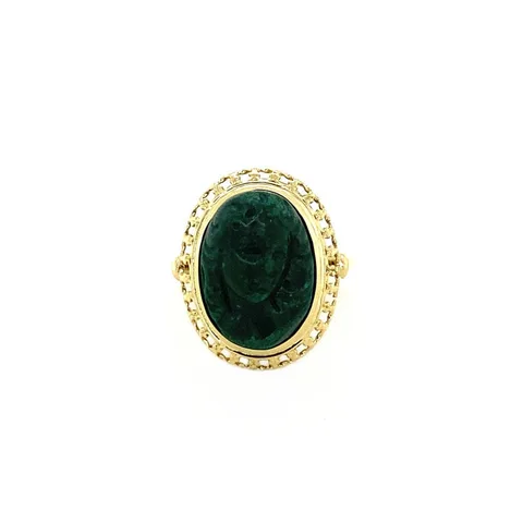 Vintage 14K Gold Ring with Nephrite