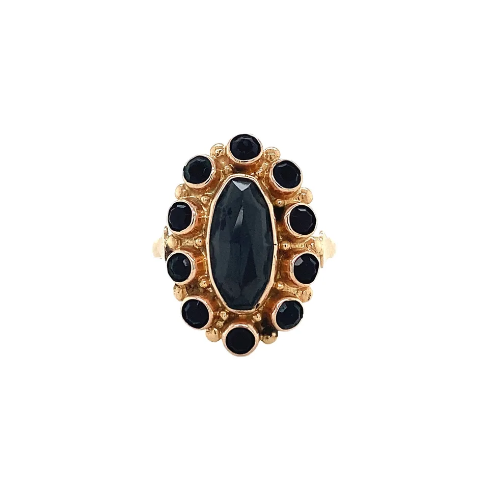 Vintage 14K Gold Cluster Ring with Garnet