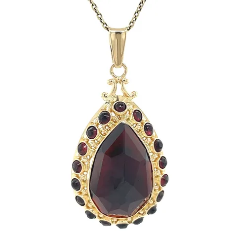 Vintage 14K Gold Cluster Pendant with Garnet