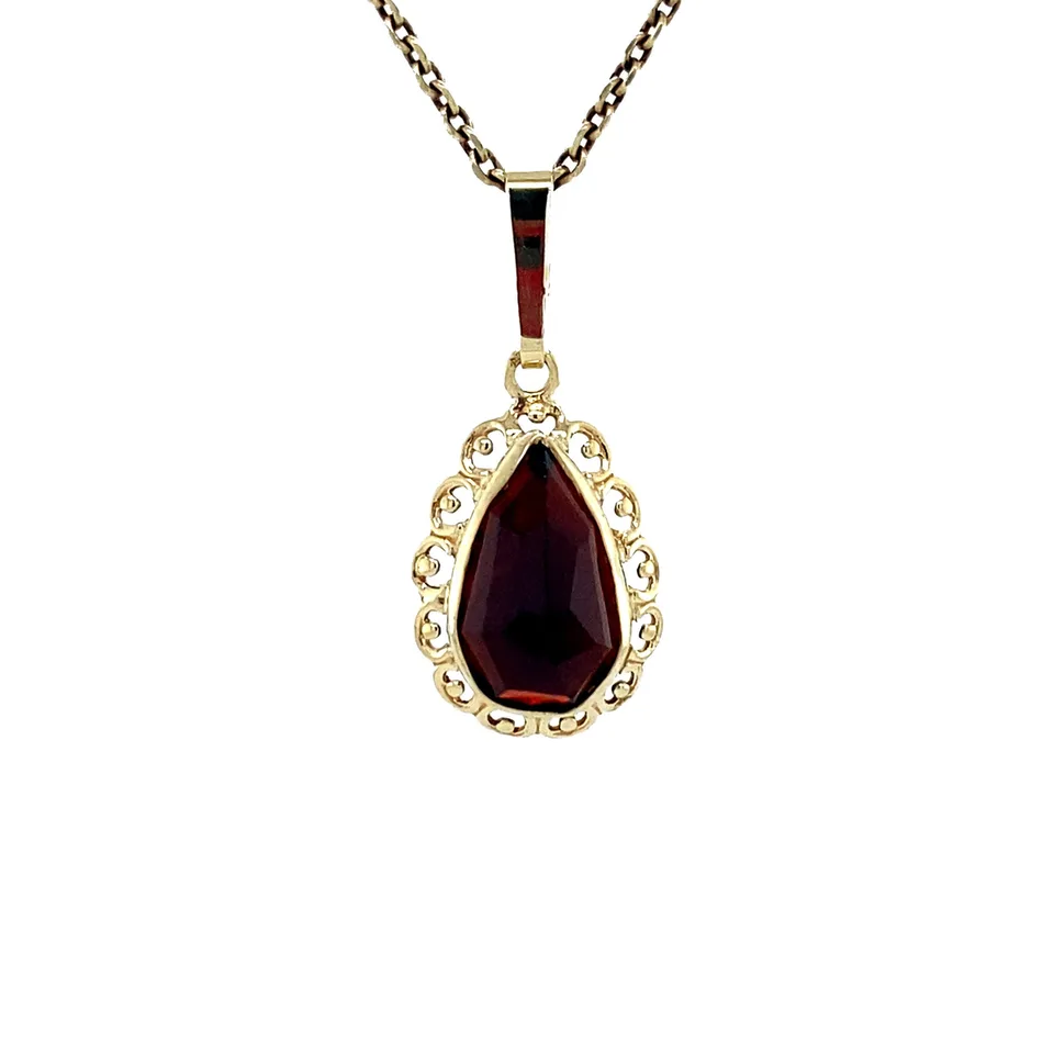 Vintage 14K Gold Pendant with Garnet