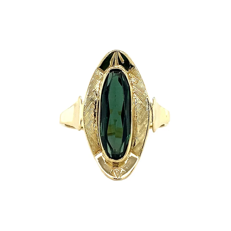 Vintage 14K Gold Ring with Green Spinel