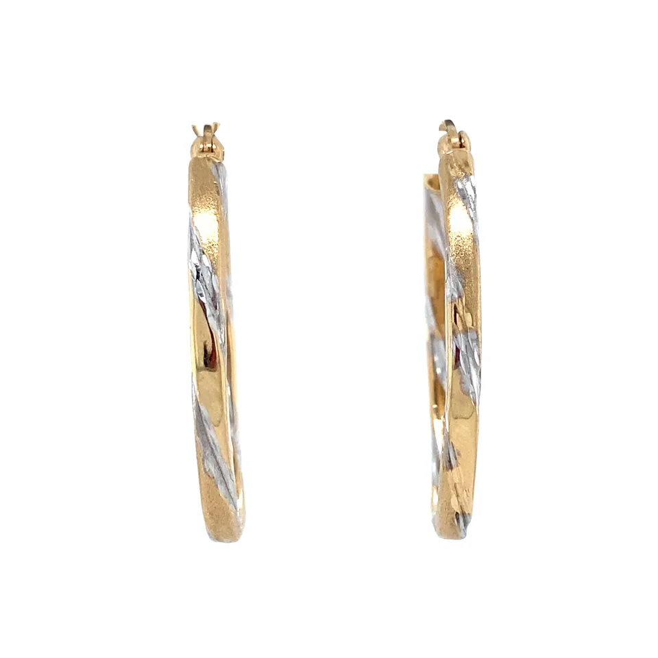 Vintage 14K Two Tone Gold Hoop Earrings