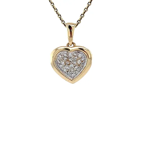 Vintage 14K Gold Heart Pendant with Diamond