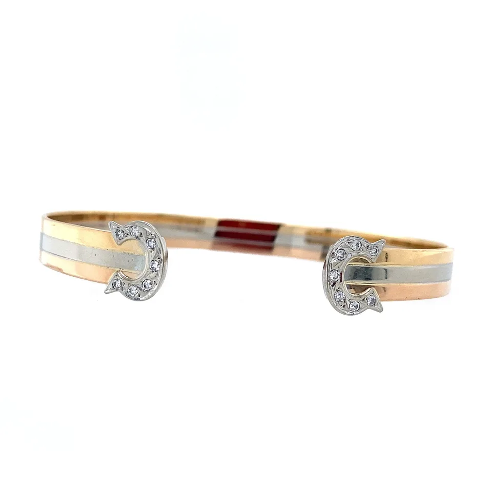 Vintage 18K Gold Bangle with Diamond
