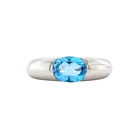 Vintage 14K White Gold Ring with Topaz