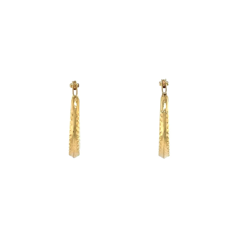 Vintage Fancy 9K Gold Hoop Earrings